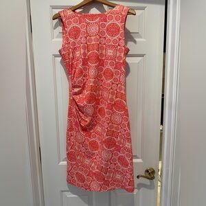 NWT - J. McLaughlin Vibrant Orange and Pink Midi Dress